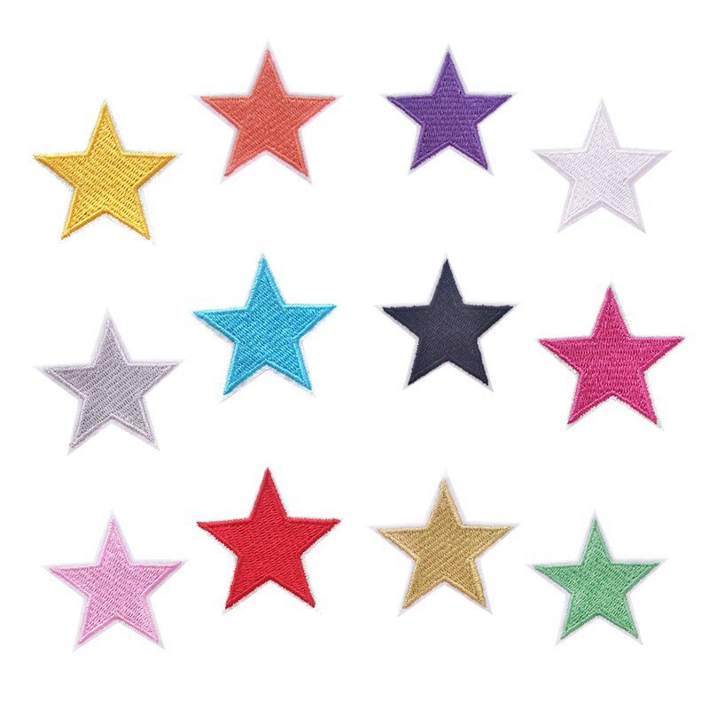 Colorful star iron-on fabric patch set for DIY bags and clothing