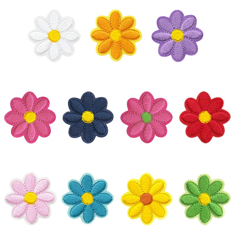 Colorful daisy iron-on fabric patch set for DIY bags and clothing