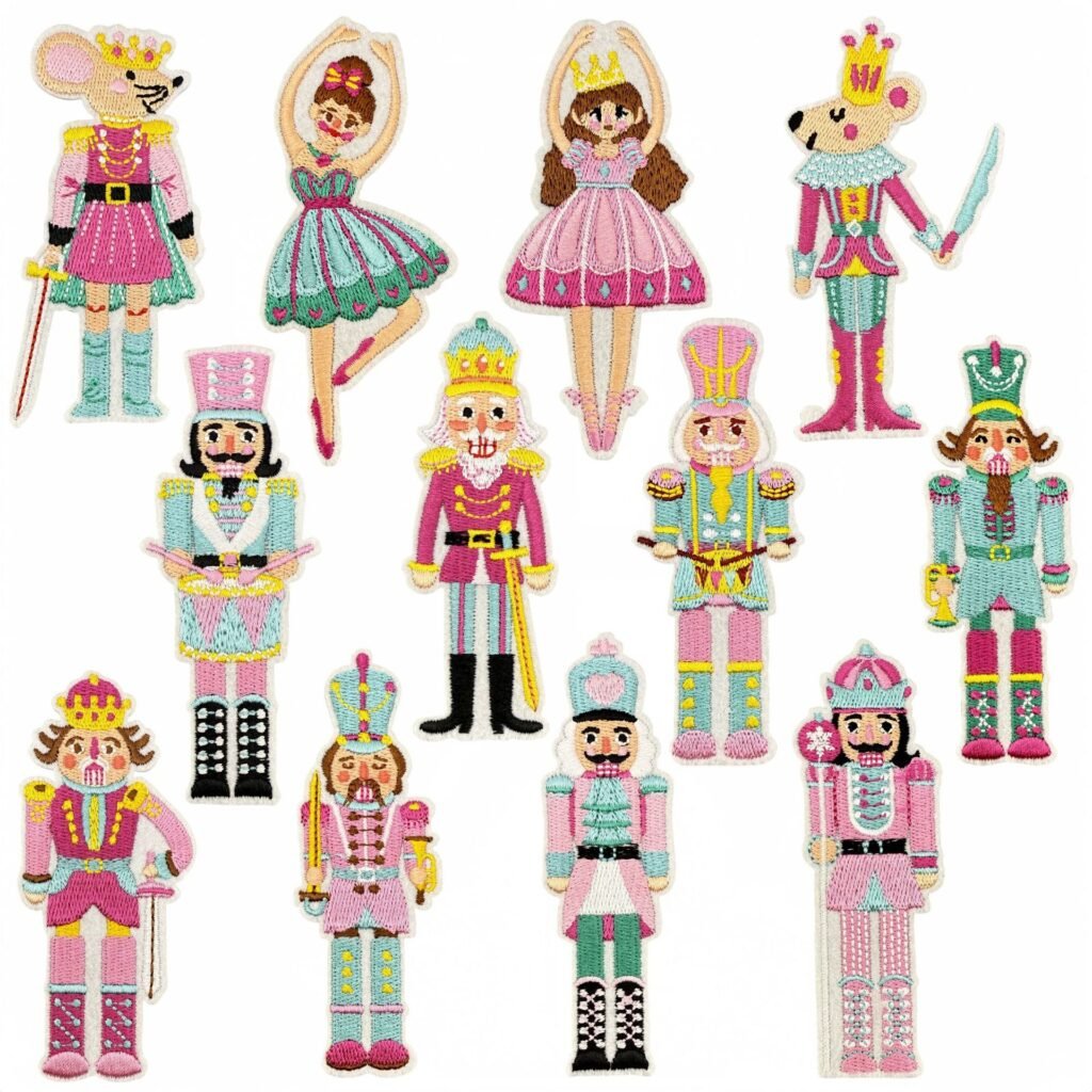 Christmas nutcracker iron-on fabric patch set for DIY bags and clothing