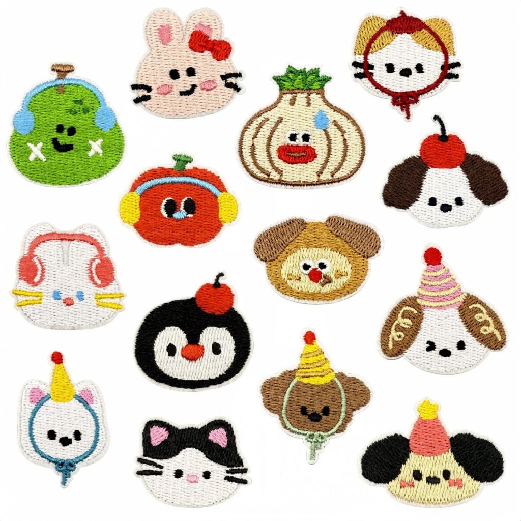 Cute animal kawaii iron-on fabric patch set for DIY bags and clothing