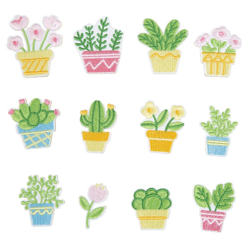 Plant lover iron-on fabric patch set for DIY bags and clothing