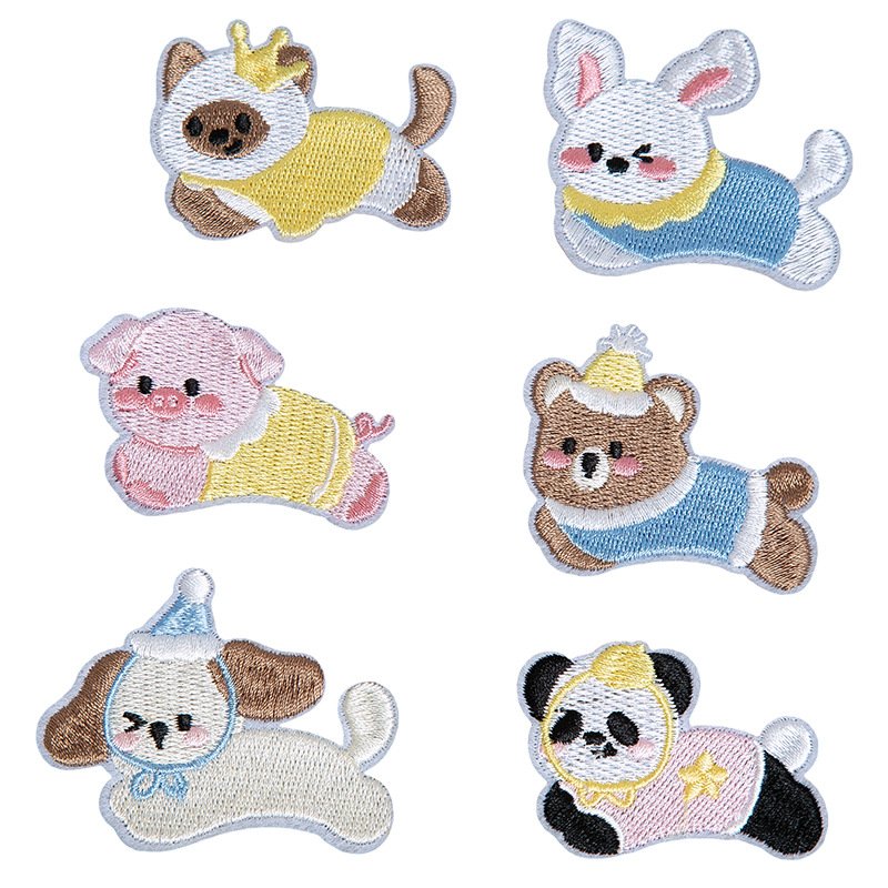 Cute baby animal iron-on fabric patch set for DIY clothing and bags