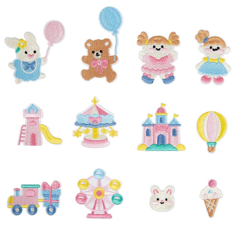 Dreamy kids playground iron-on fabric patch set for DIY bags and clothing