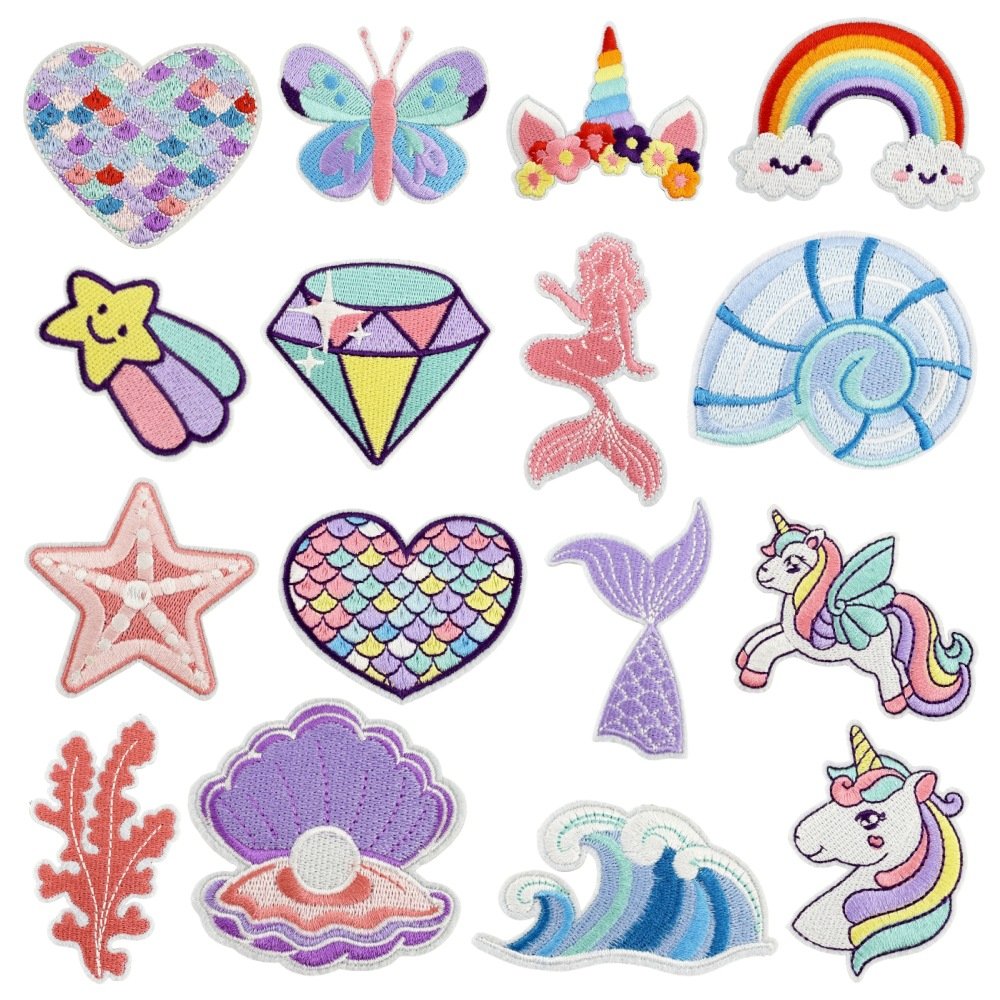Unicorn fantasy iron-on fabric patch set for DIY bags and clothing