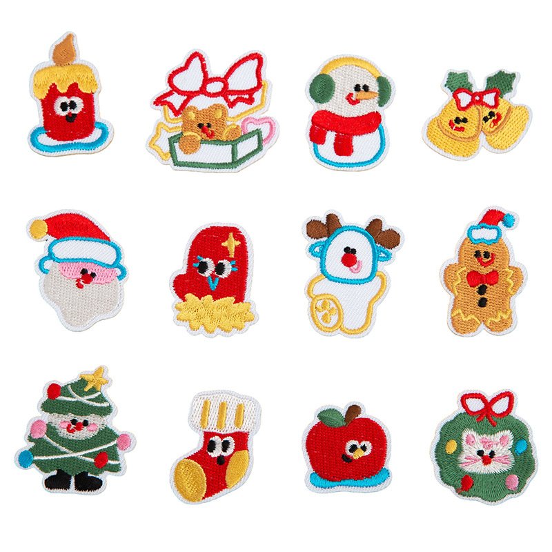 Christmas Wonderland iron-on fabric patch set for DIY holiday bags and clothing