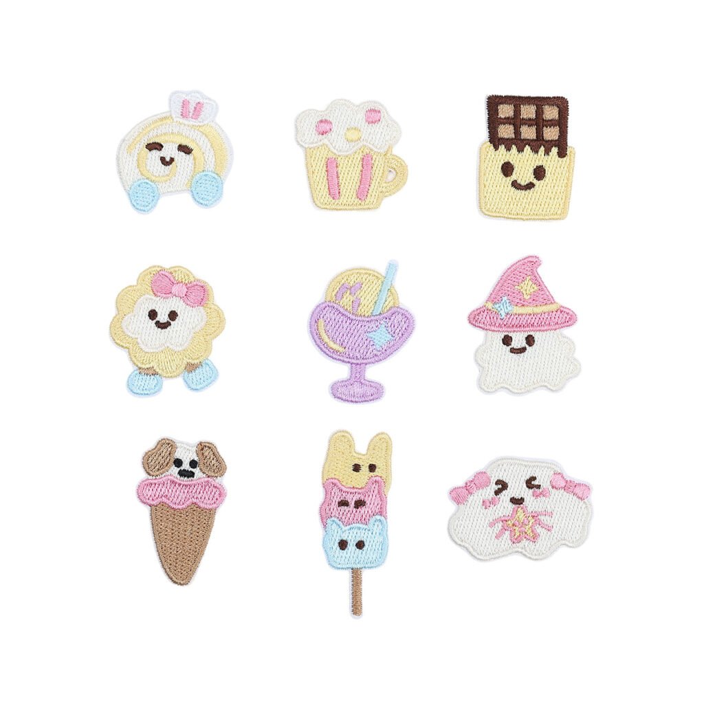 Kawaii dessert iron-on fabric patch set for DIY bags and clothing
