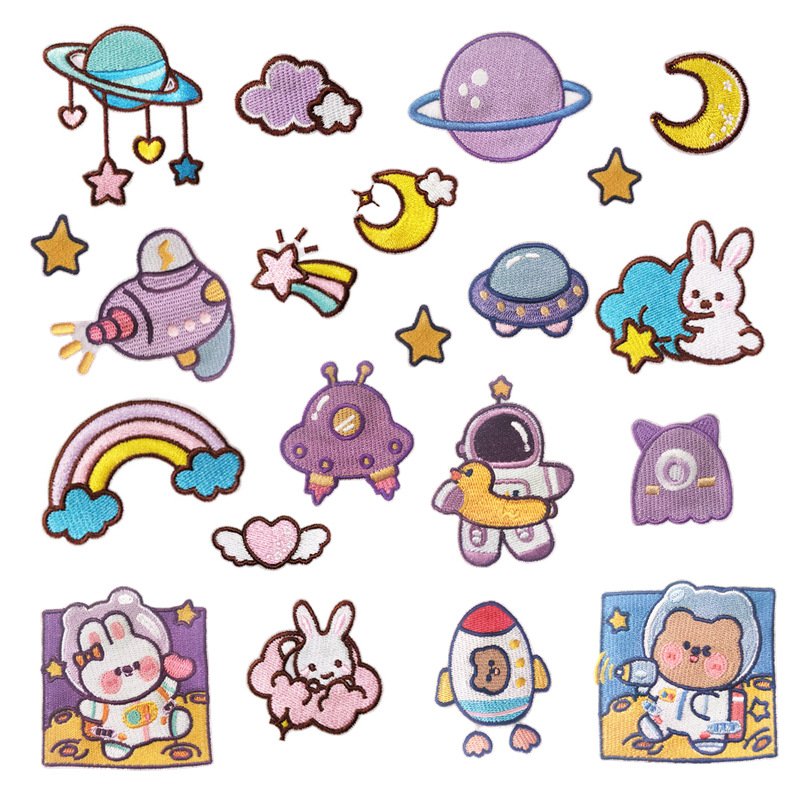 Cosmic Stars iron-on fabric patch set for DIY tote bags and clothing