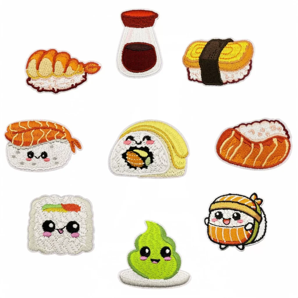 Cute sushi iron-on fabric patch set for DIY bags and clothing