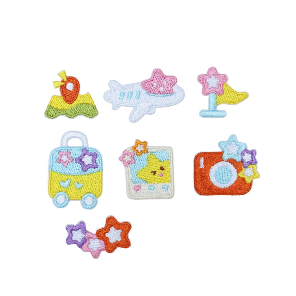 Travel iron-on fabric patch set for DIY bags and jackets