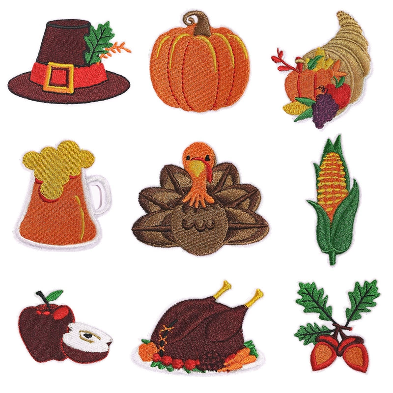 Thanksgiving fall iron-on fabric patch set for DIY bags and clothing