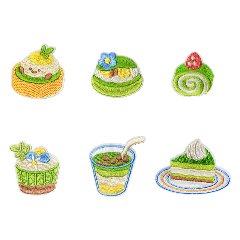 Matcha dessert iron-on fabric patch set for DIY bags and clothing