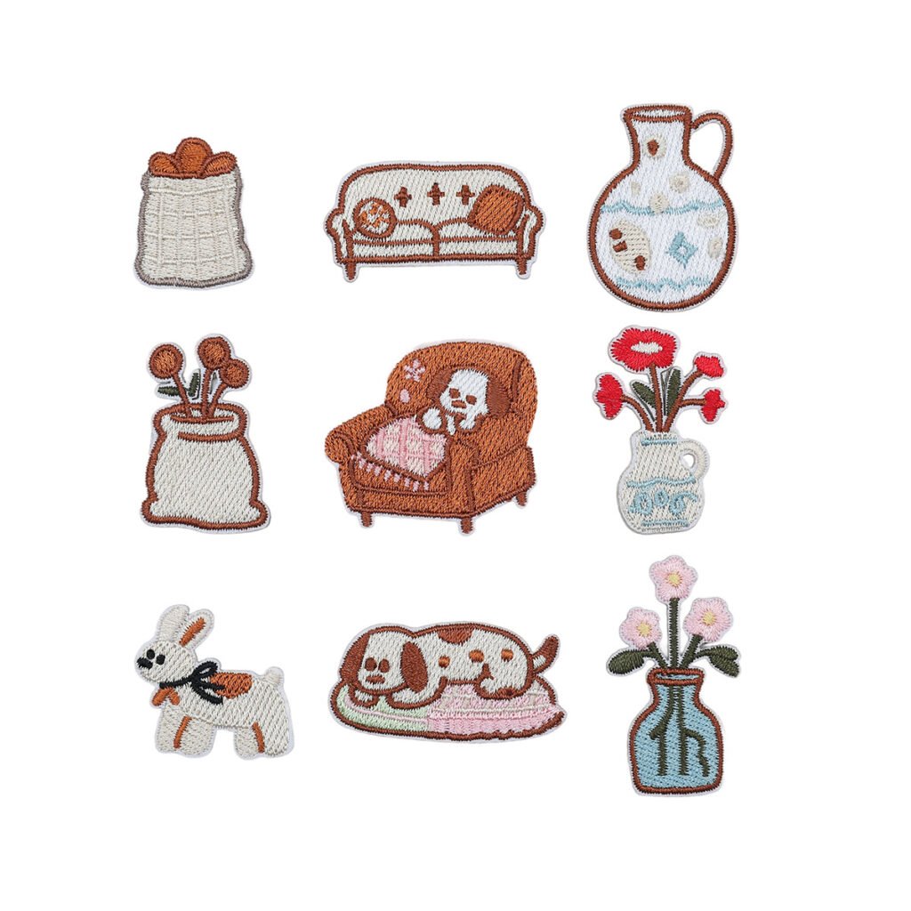 Cozy home iron-on fabric patch set for DIY bags and clothing