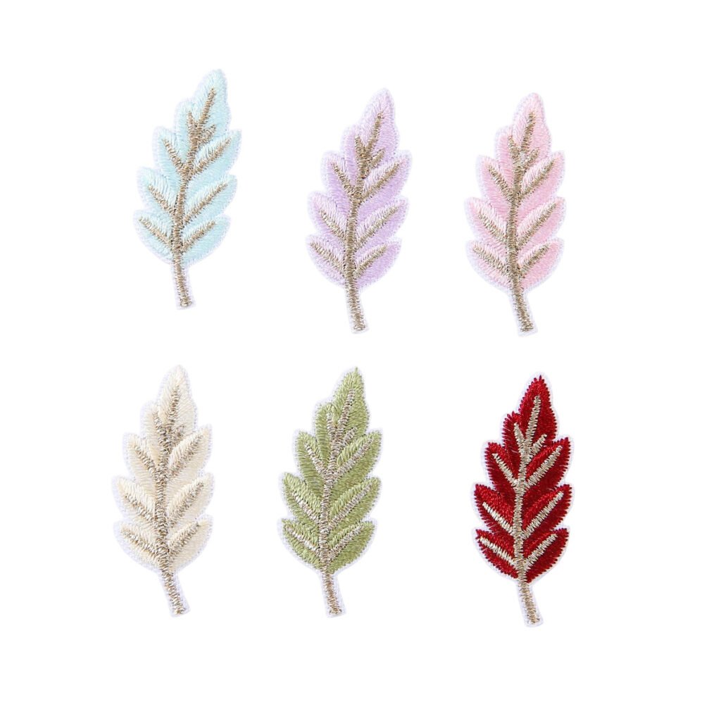 Silver Leaf botanical iron-on fabric patch set for DIY bags and clothing