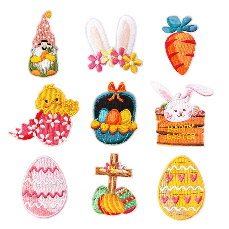 Cute Easter iron-on fabric patch set for DIY bags and clothing