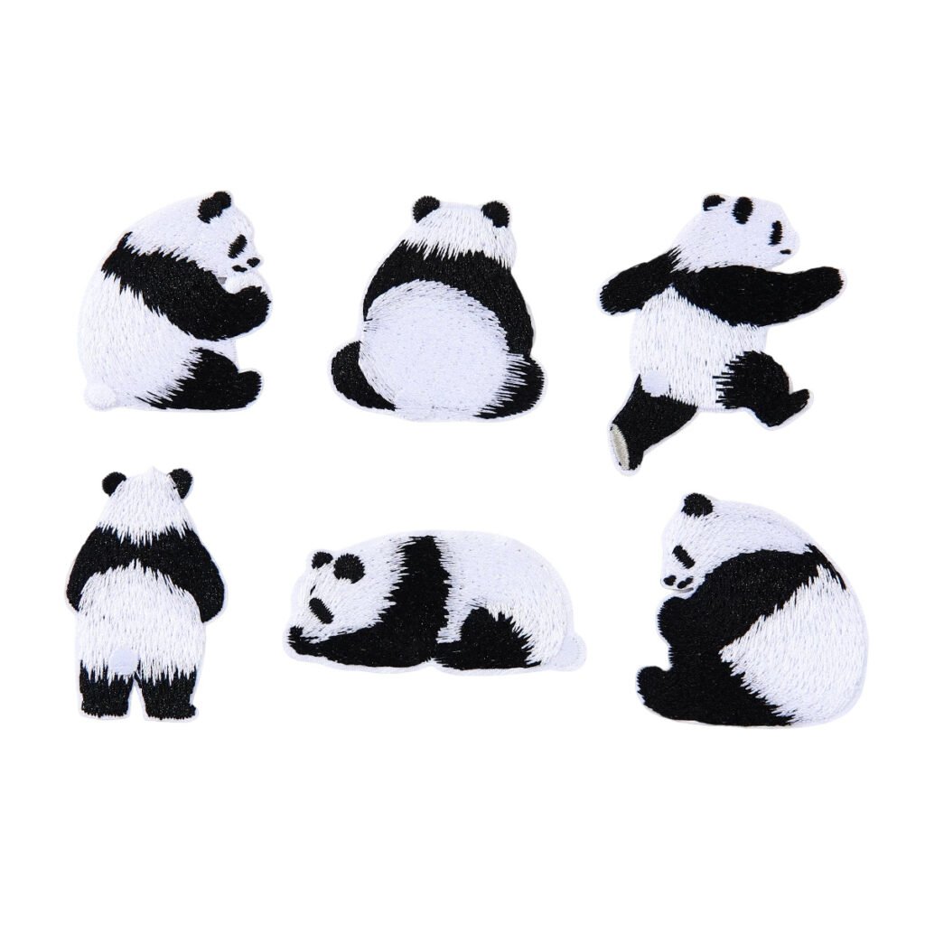Chinese panda iron-on fabric patch set for DIY bags and clothing