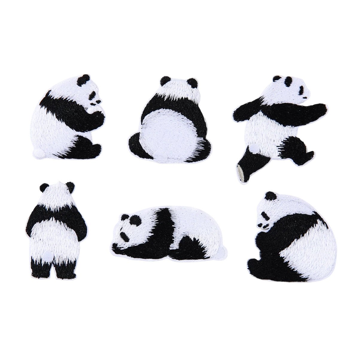 Cute Panda Iron-On Fabric Patch Set | DIY Animal Patches Chinese panda iron-on fabric patch set for DIY bags and clothing