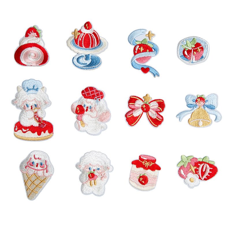 Sweet strawberry iron-on fabric patch set for DIY bags and clothing