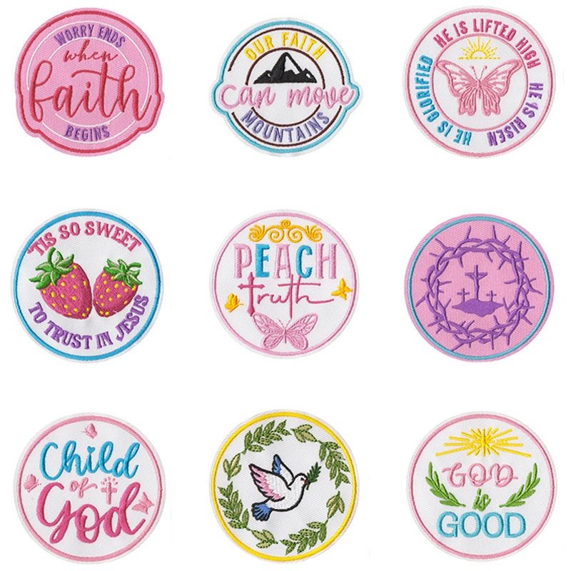 Faith and hope inspirational iron-on fabric patch set for DIY bags and clothing