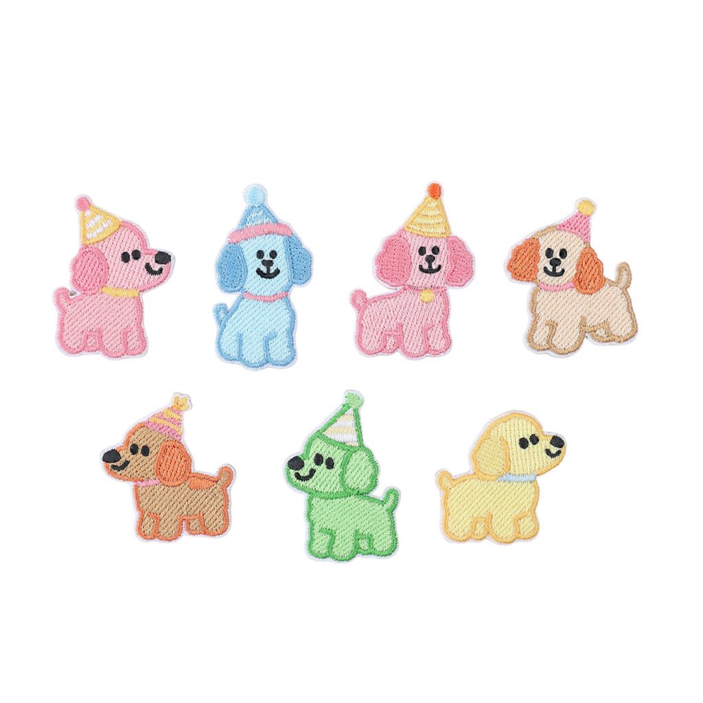 Macaron puppy iron-on fabric patch set for DIY bags and clothing