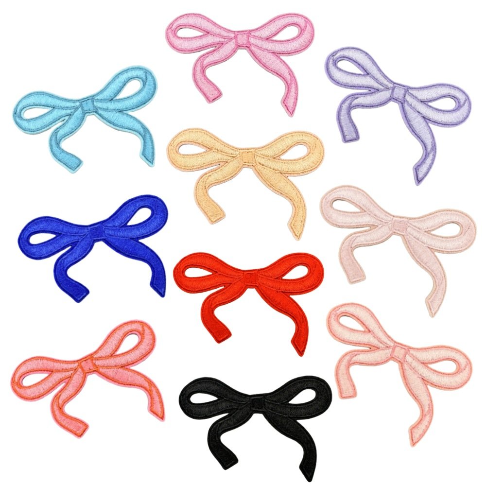 Coquette bow iron-on fabric patch set for DIY bags and clothing