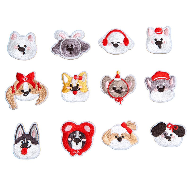 Cute dog iron-on fabric patch set for DIY bags and clothing