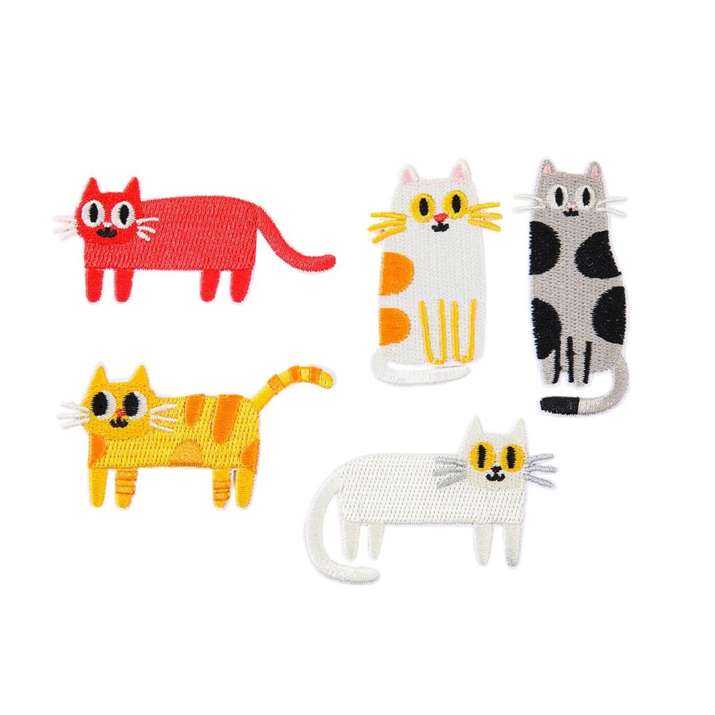 Flower cat iron-on fabric patch set for DIY bags and clothing