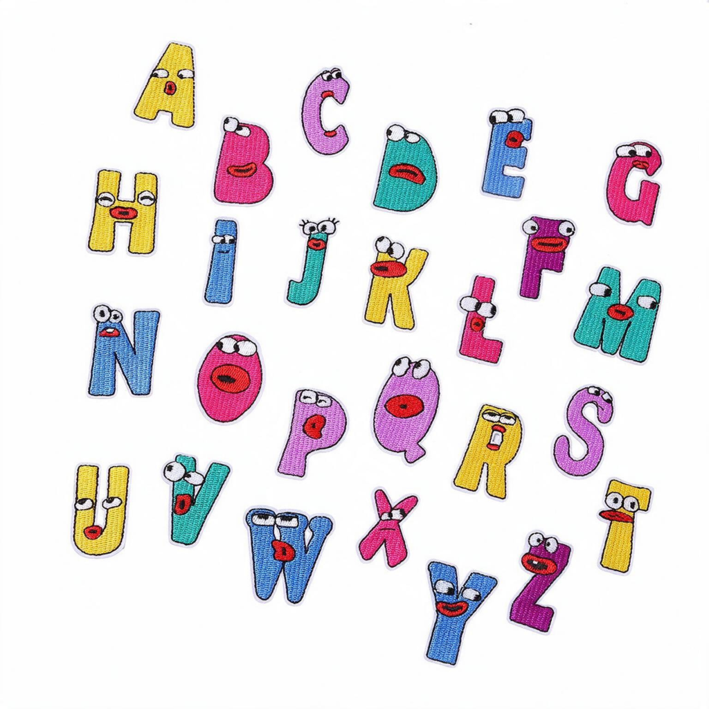 Colorful alphabet iron-on letter patches for personalized DIY bags and clothing